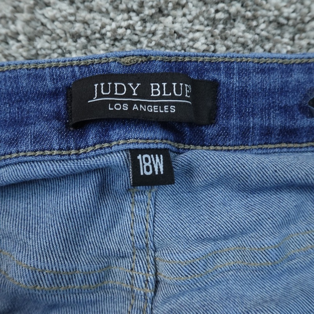 Judy Blue Jeans Womens 18W Dark Denim Pants High Rise Flare Bell Bottom Stretch - Picture 6 of 12